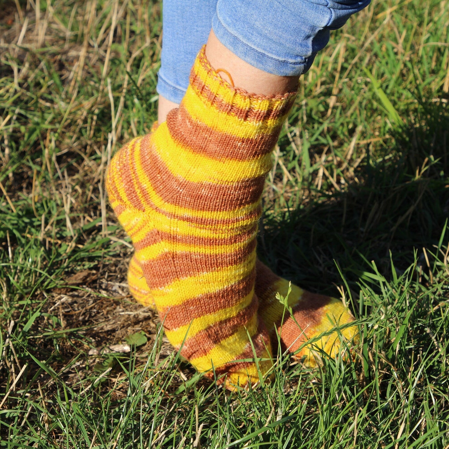 Fun Yellow Zebra Crew Sock