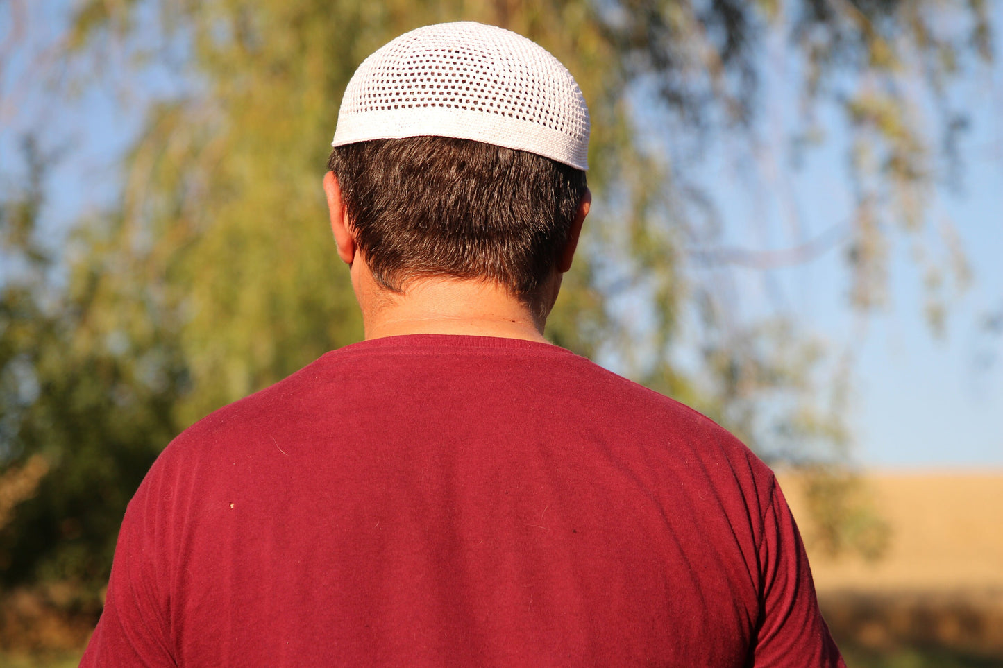 White Cotton Kufi Cap, Prayer Hat