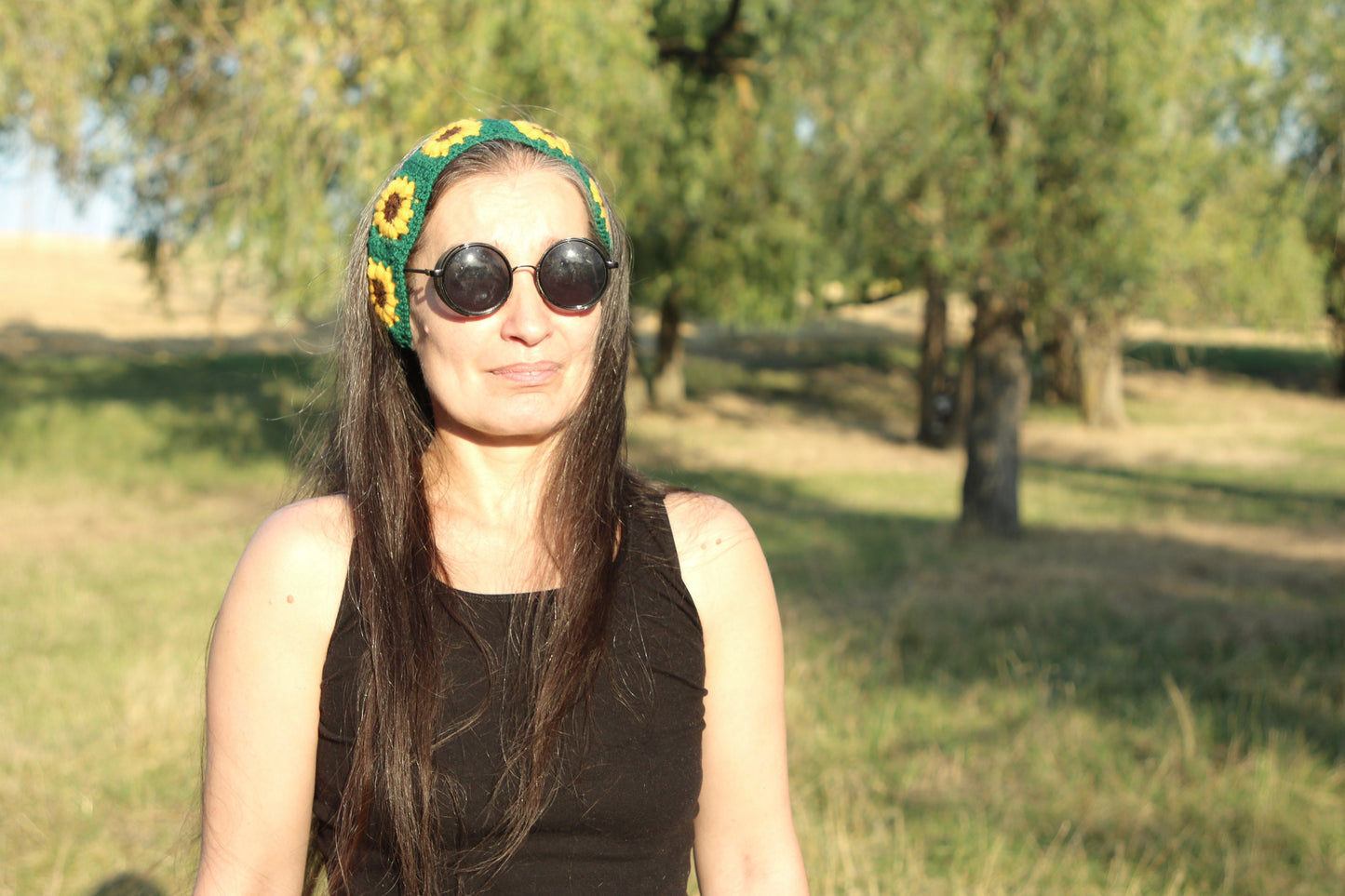 Crochet Boho Sunflower Headband