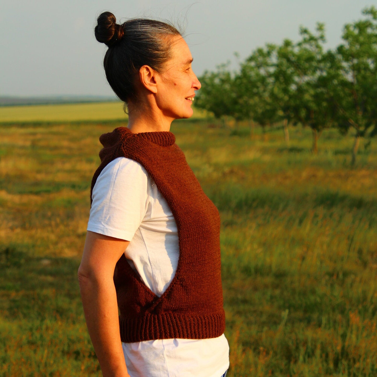 Rustic Brown Crochet Vest