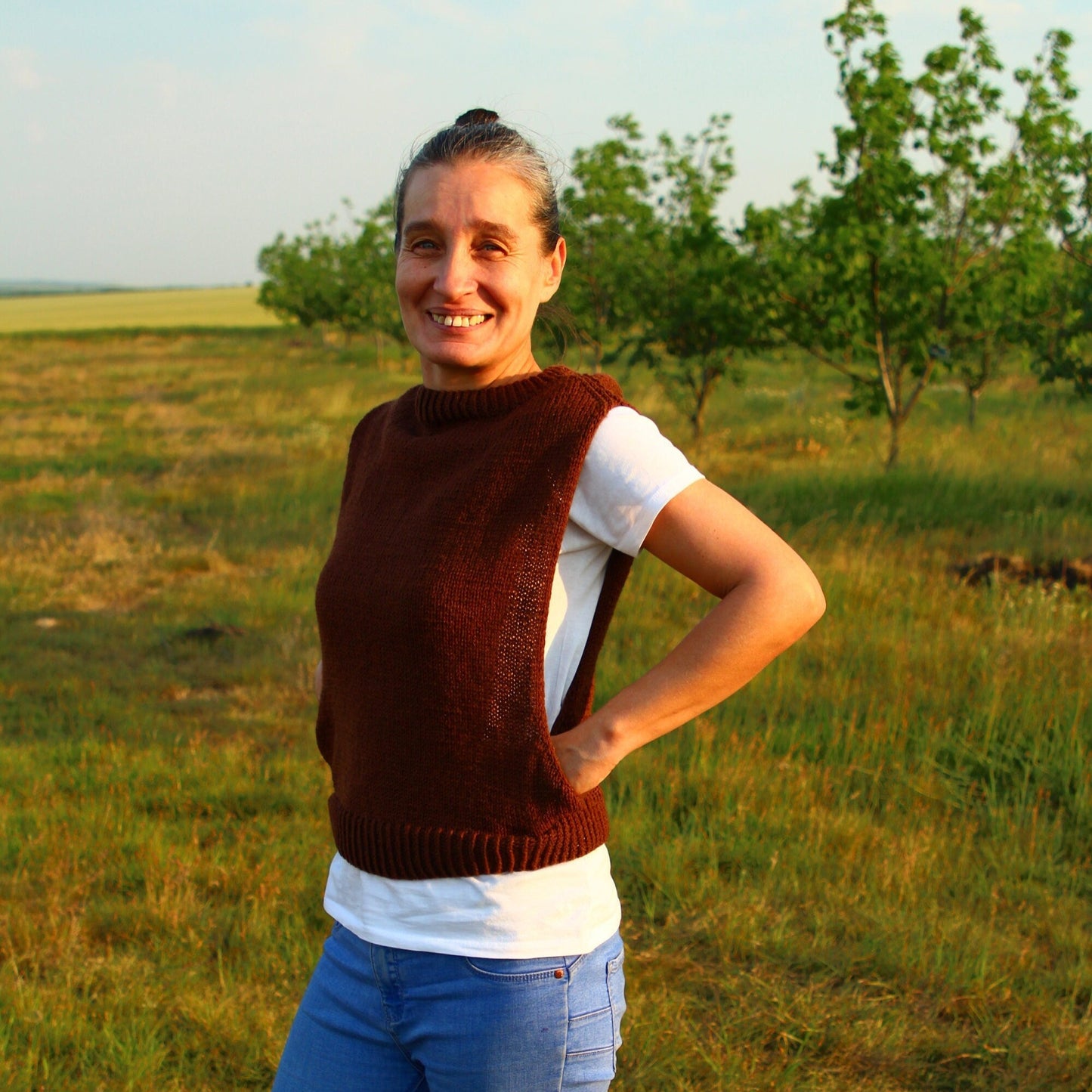 Rustic Brown Crochet Vest