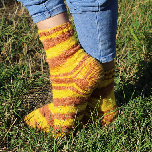 Fun Yellow Zebra Crew Sock