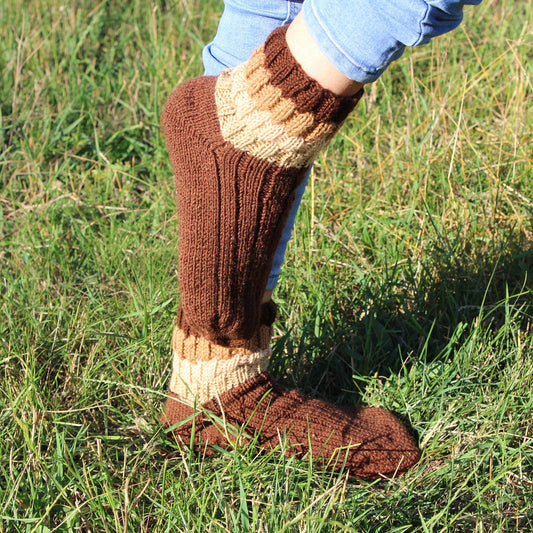 Brown Rustic Chunky Knit Socks