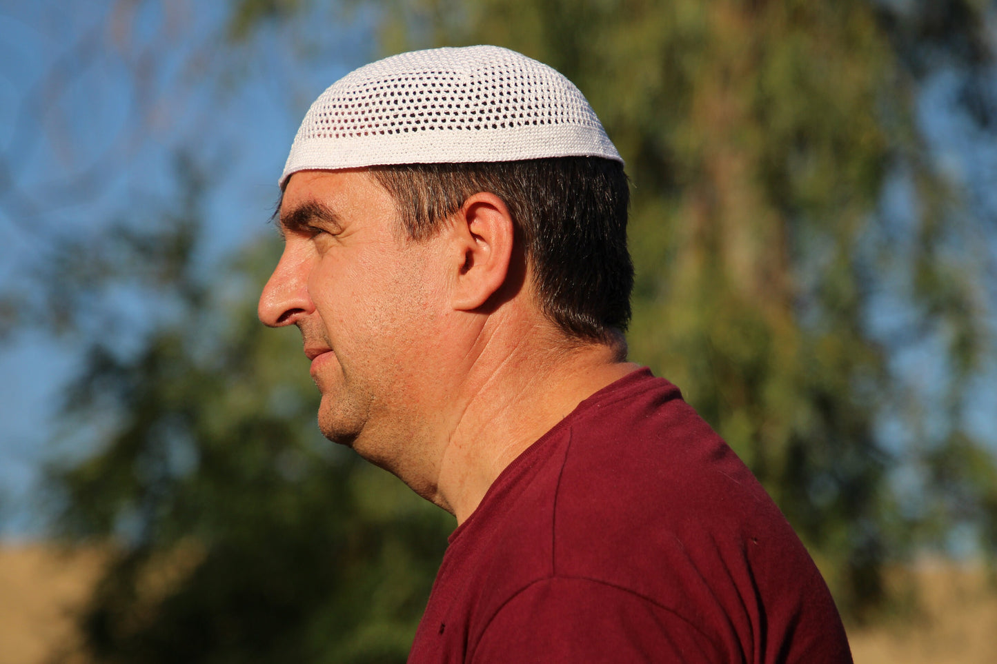 White Cotton Kufi Cap, Prayer Hat