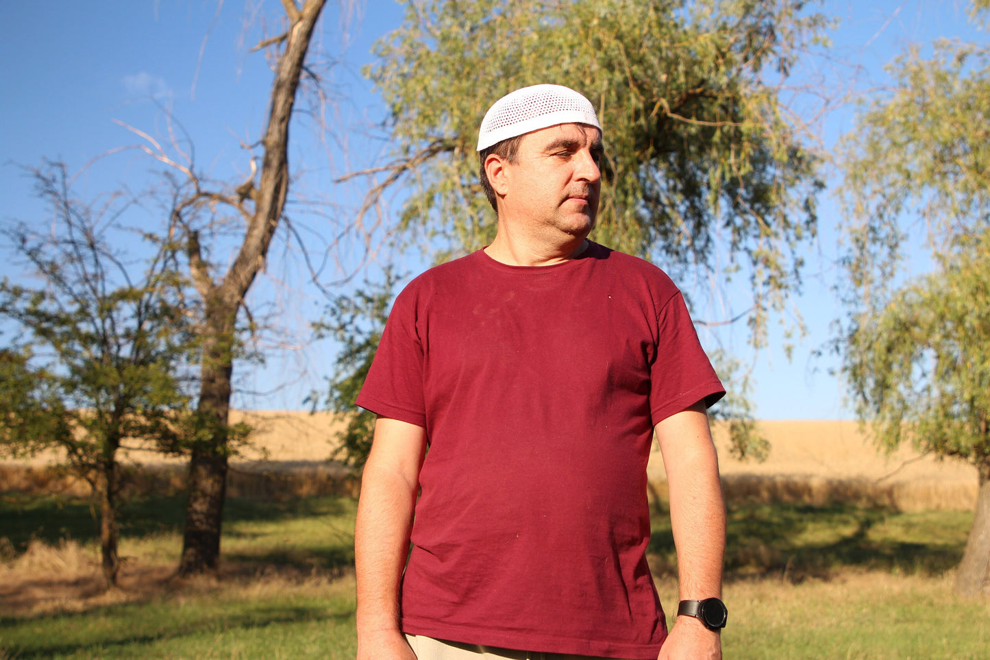 White Cotton Kufi Cap, Prayer Hat