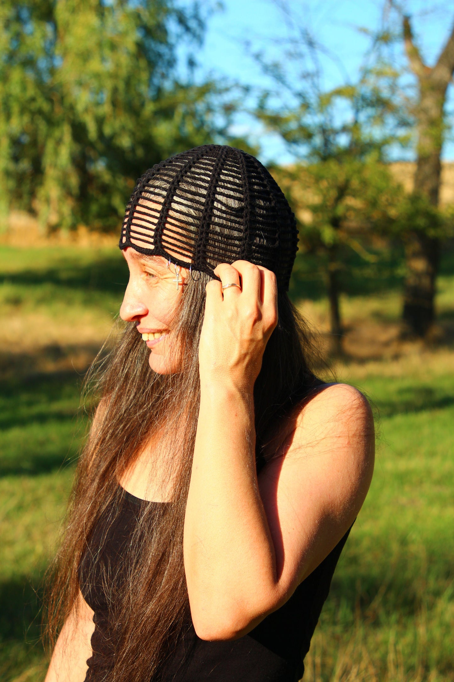 Black Summer Openwork Beanie