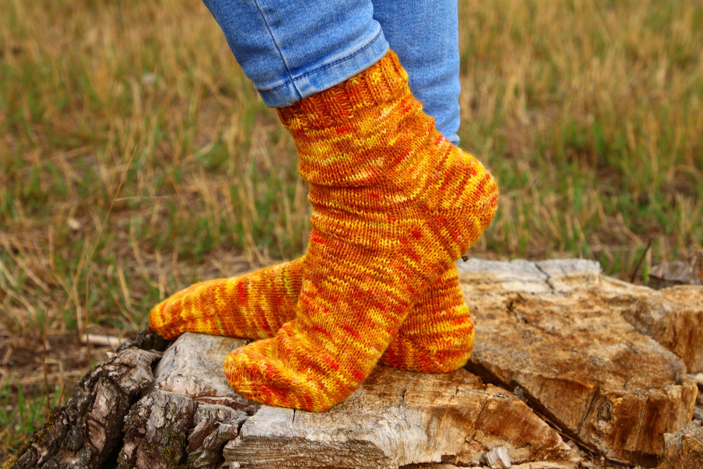 Orange Knitted Novelty Socks