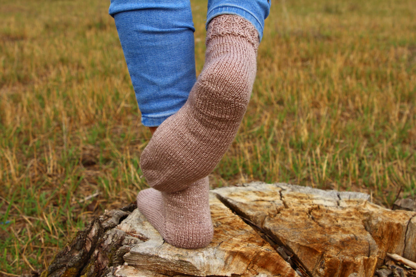 Elegant Lurex Knitted Socks