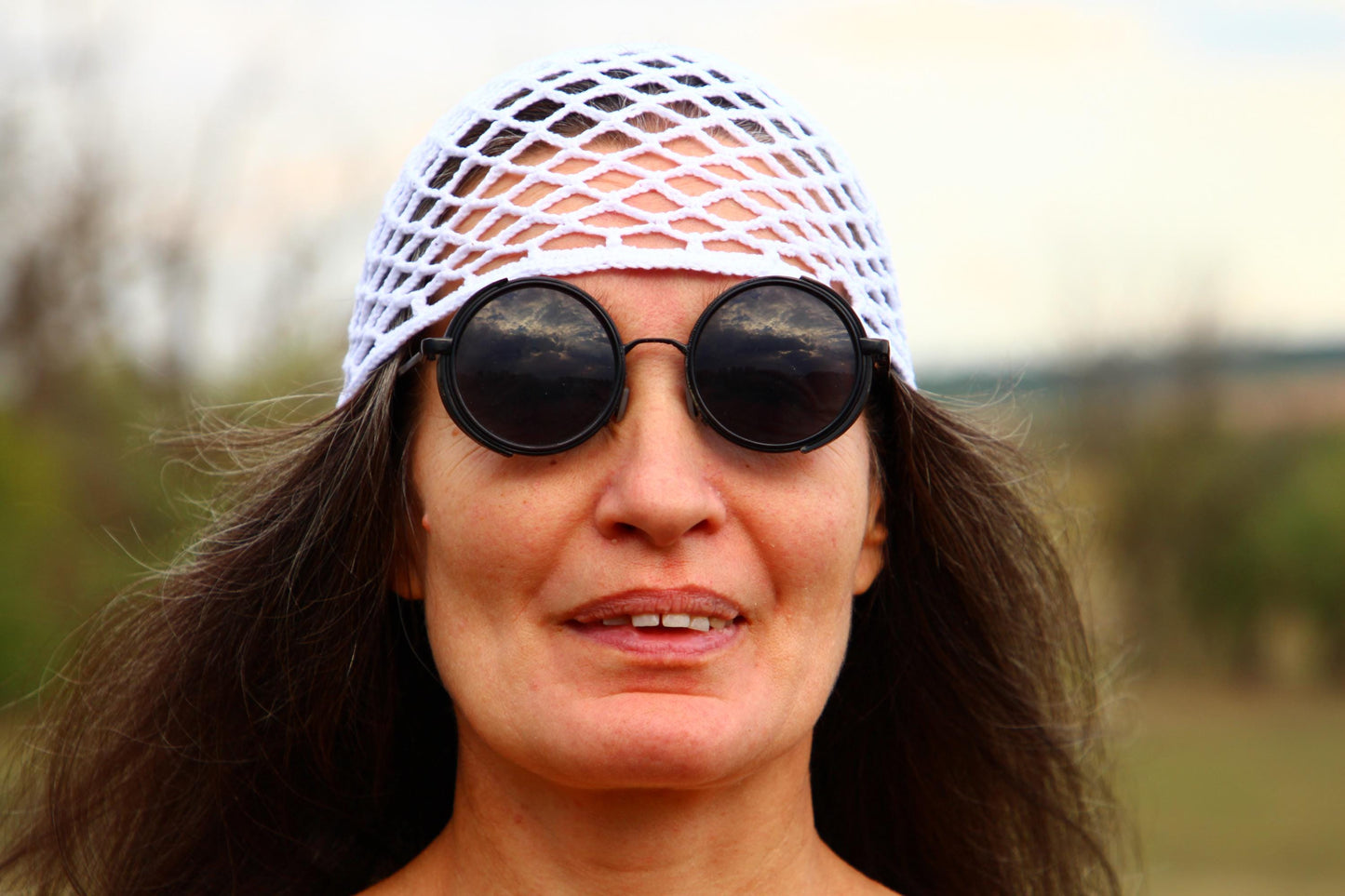White Lattice Pattern Summer Hat