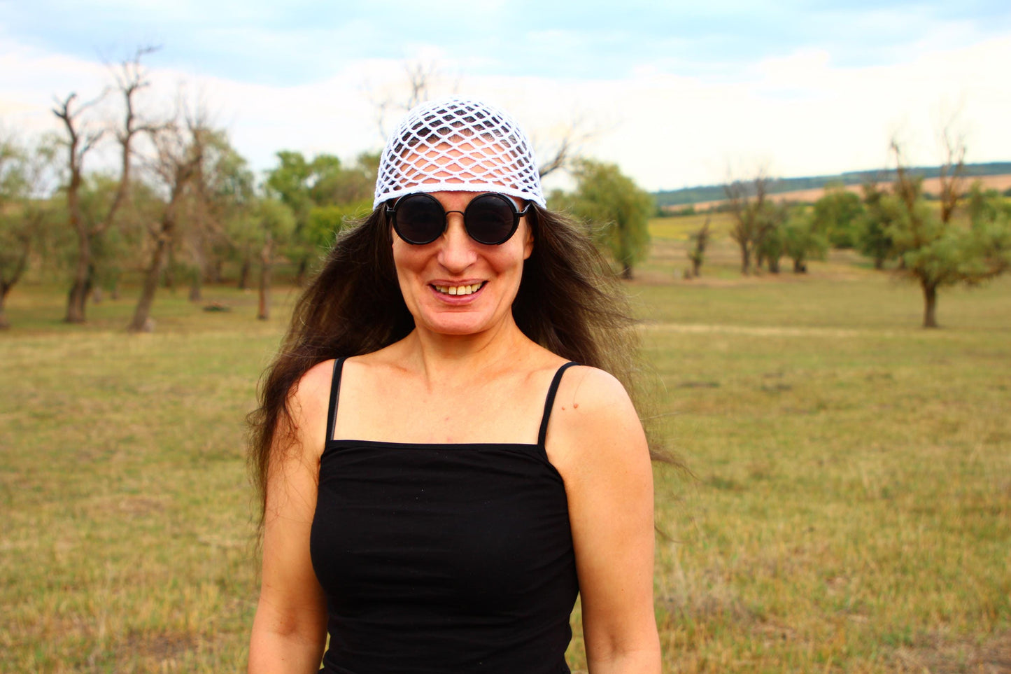 White Lattice Pattern Summer Hat