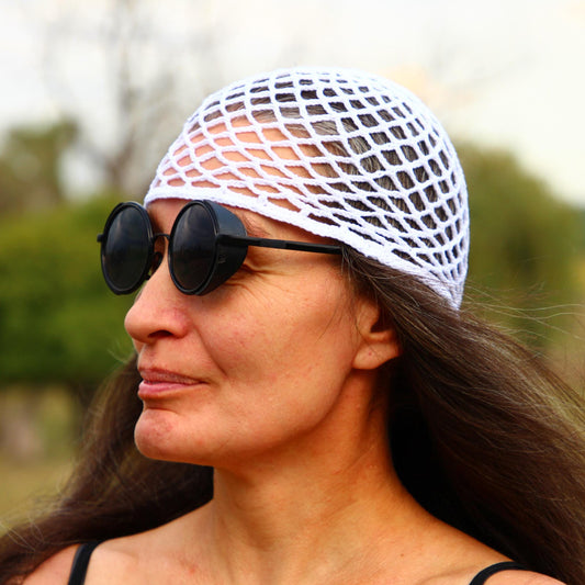 White Lattice Pattern Summer Hat