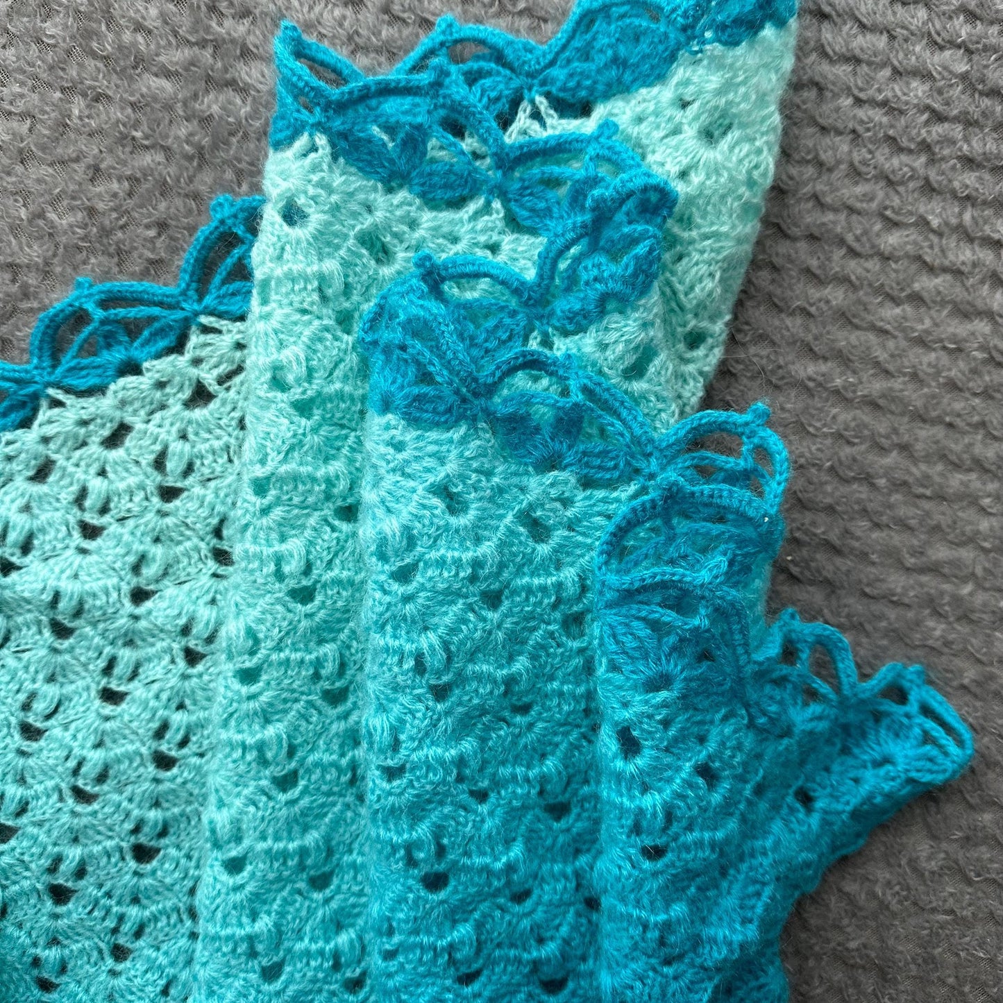 Triangle Ombre Blue Lace Wrap
