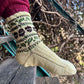 Wool Socks with Acorn and Leaf Pattern