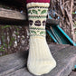 Wool Socks with Acorn and Leaf Pattern