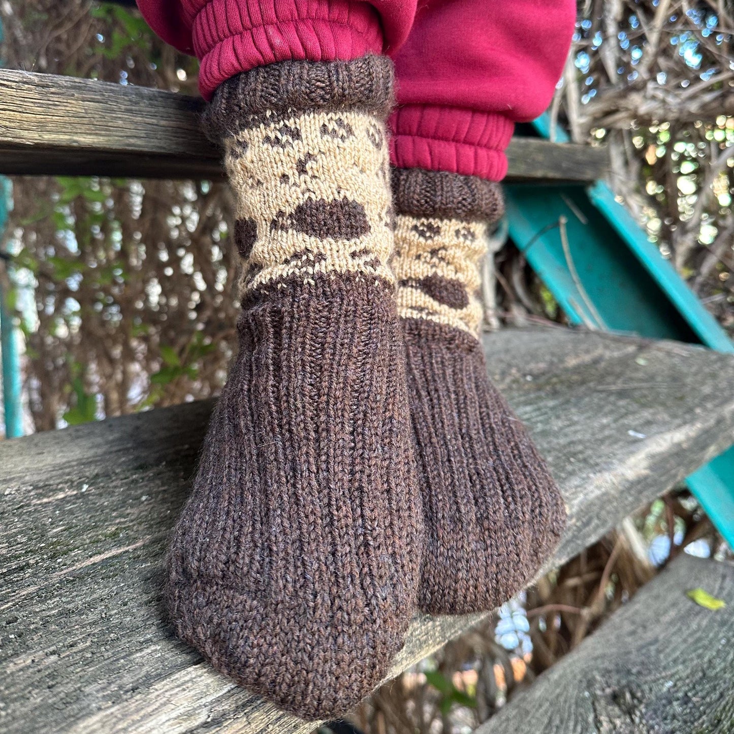 Wool Socks with Coffee Beans and Cups Pattern