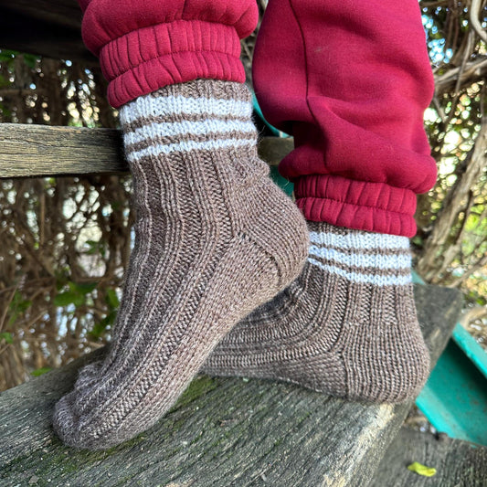Brown Striped Woolen Socks