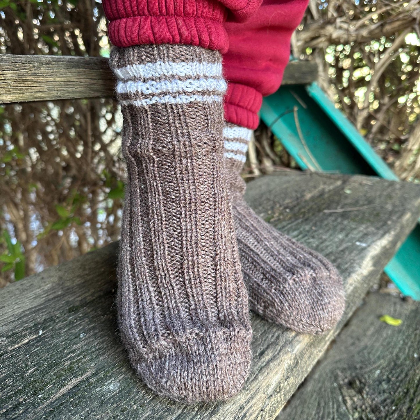 Brown Striped Woolen Socks