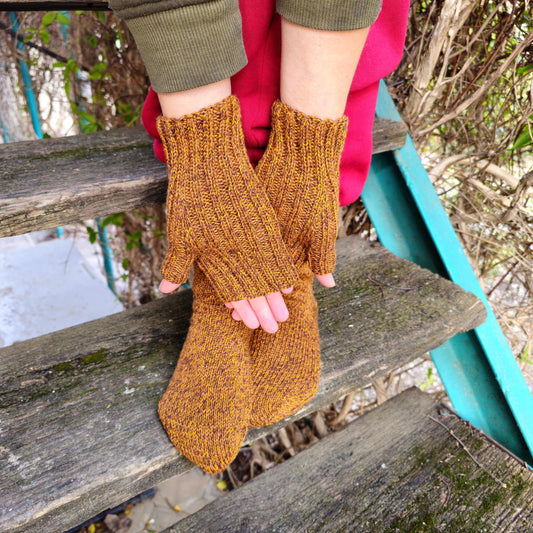 Wool Socks & Mittens Set for Cold Weather