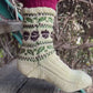 Wool Socks with Acorn and Leaf Pattern