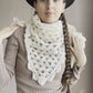 Ivory triangle shawl, Handmade crochet lace wedding veil, Rustic crochet alpaca wrap