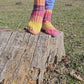 LGBTQ+ Pride socks, Rainbow striped wool blend socks