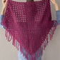 Burgundy Red Crochet Fringe Triangle Shawl