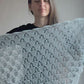 Elegant Silver Crochet Shawl with Tassel