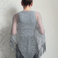 Gray Sparkle Sequin Crochet Triangle Shawl with Tassels