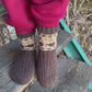 Wool Socks with Coffee Beans and Cups Pattern