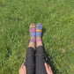 Mismatched rainbow socks, Wool-blend striped socks