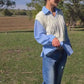 Preppy Style vest, Ivory Cropped waistcoat