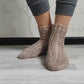 Casual wool blend socks, Classic cable-knit ankle socks