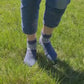 Hand knit alpaca wool two-color socks with grid pattern