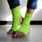 Neon yoga socks, Vegan toeless quarter socks