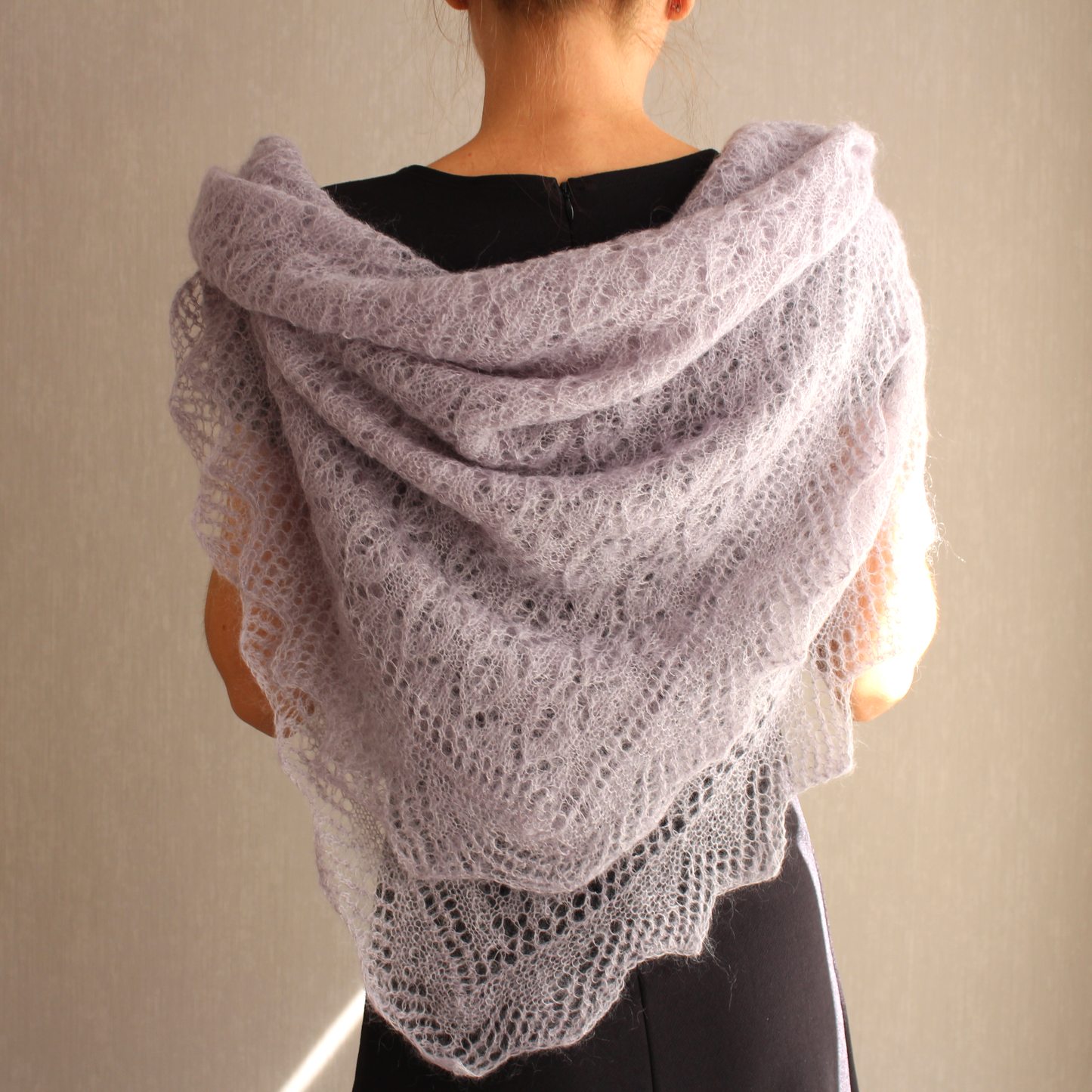 Mohair square shawl, Hand-knitted lace wrap, Bridesmaid Cover Up, Crocheted Bridal Capelet, Lightweight evening scarf