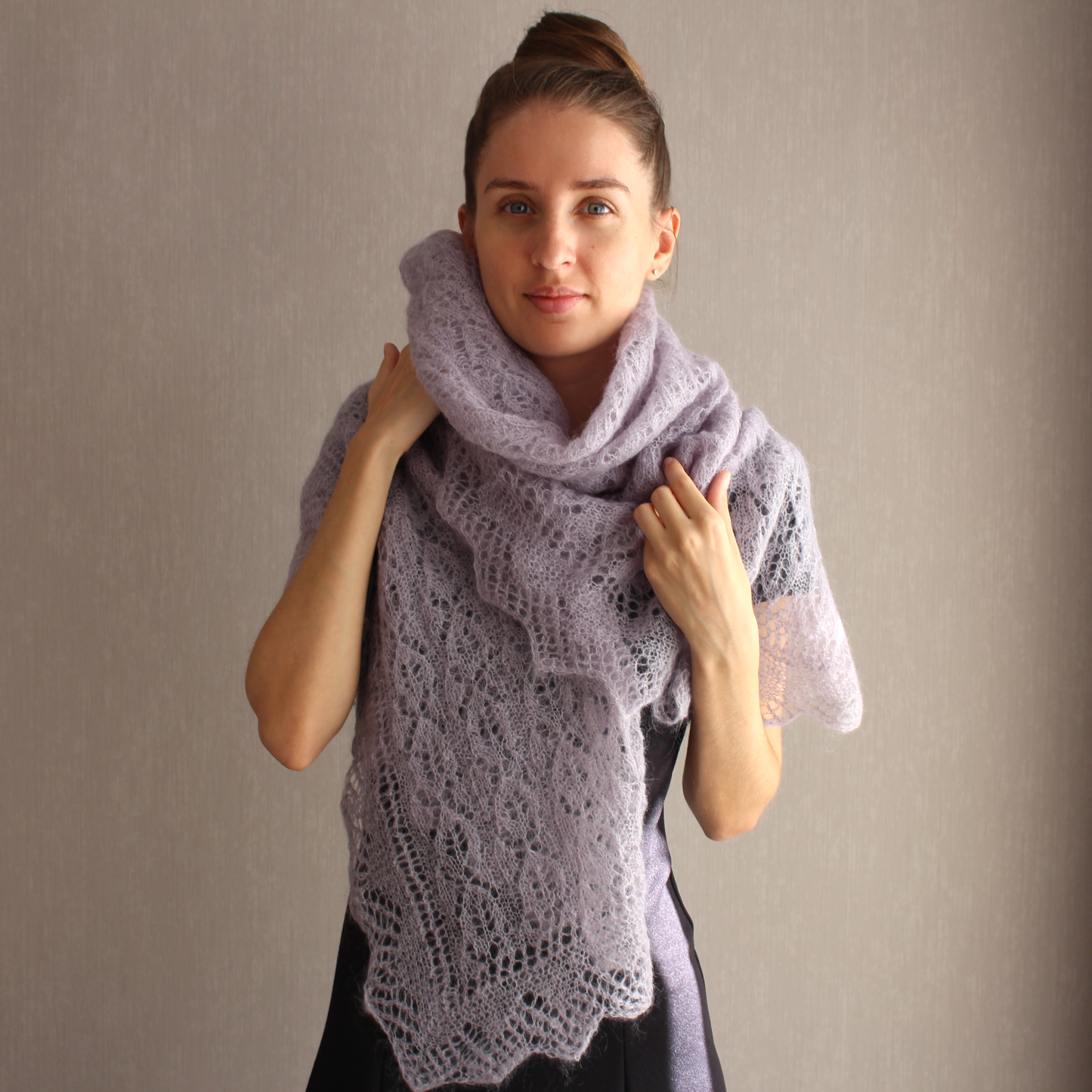 Mohair square shawl, Hand-knitted lace wrap, Bridesmaid Cover Up, Crocheted Bridal Capelet, Lightweight evening scarf