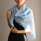 Mohair Leaf Lace Shawl, Modest head covering, Soft Blue Headscarf, Stretch Floral Mantilla, Traditional Veil, Airy square wrap