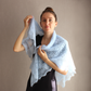 Mohair Leaf Lace Shawl, Modest head covering, Soft Blue Headscarf, Stretch Floral Mantilla, Traditional Veil, Airy square wrap