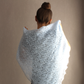 Mohair Leaf Lace Shawl, Modest head covering, Soft Blue Headscarf, Stretch Floral Mantilla, Traditional Veil, Airy square wrap