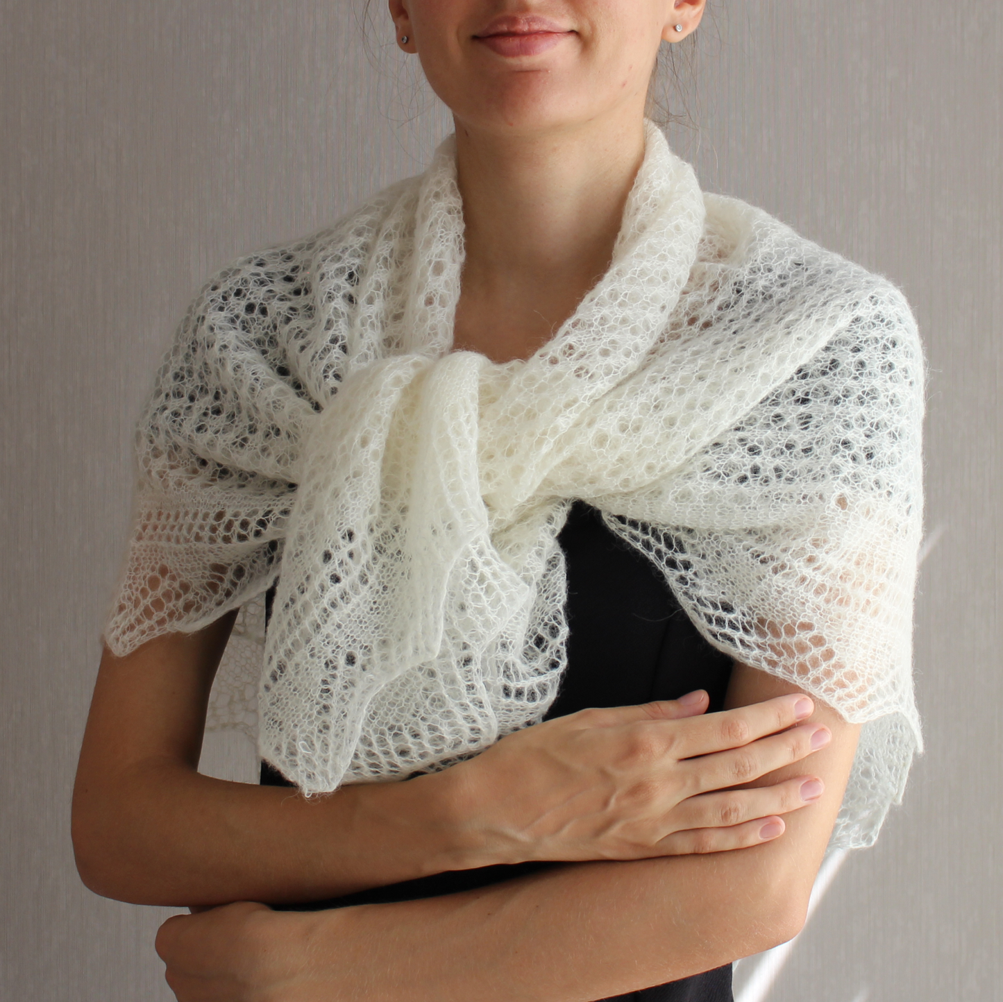 Alpaca and merino blend wrap, Delicate sheer shawl, Victorian mantilla, Crocheted cobweb, Orenburg antique shawl