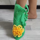 Crochet slipper boots with soles, Soft girl aesthetic home shoes