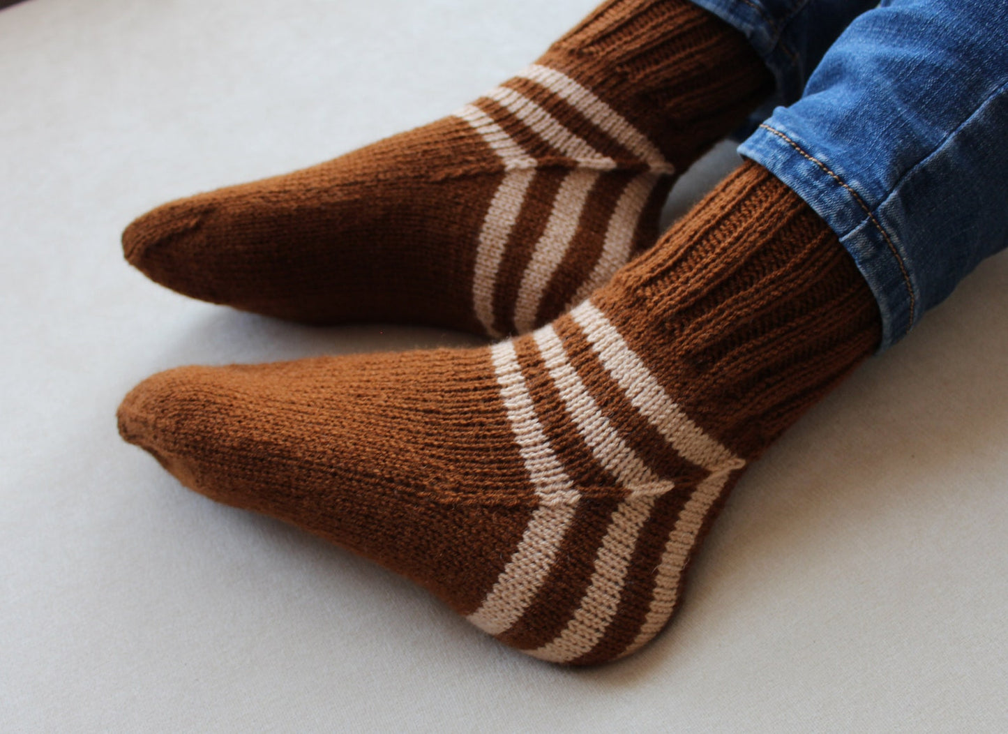 Wide calf socks with stripes