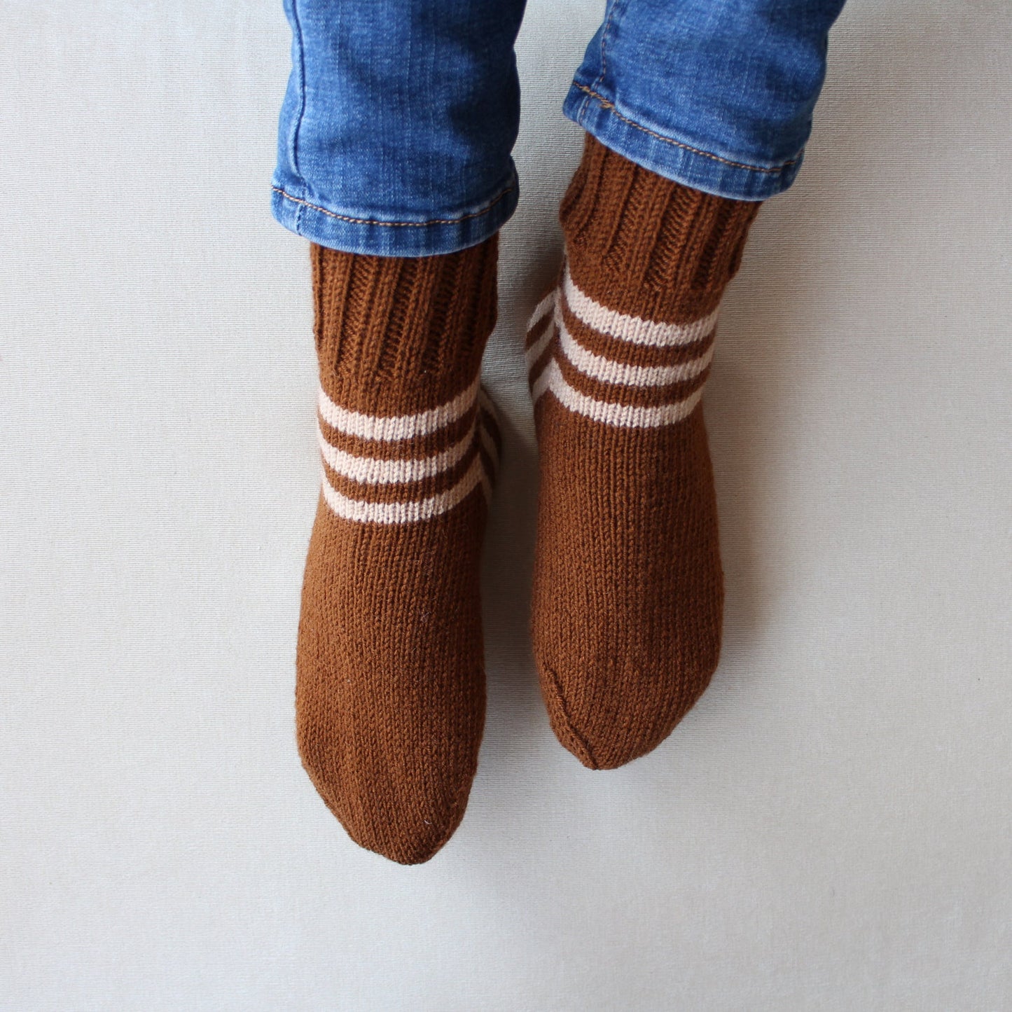 Wide calf socks with stripes