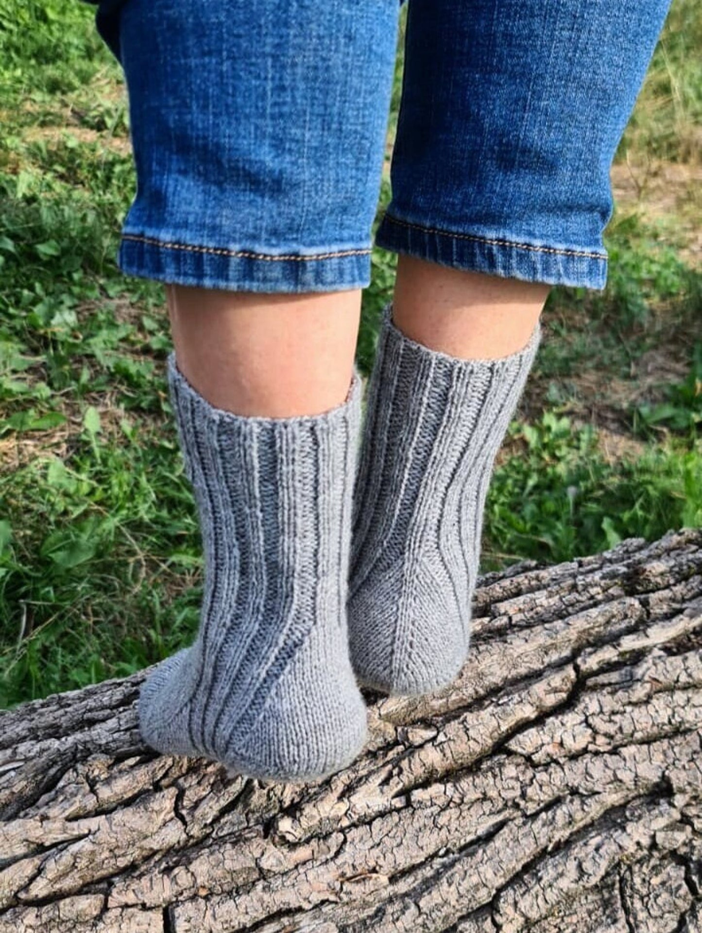 Gray ribbed socks