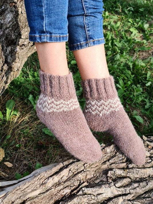 Alpaca jacquard ankle socks