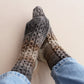Gradient knitted socks, Wool blend sleeping socks