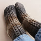 Gradient knitted socks, Wool blend sleeping socks