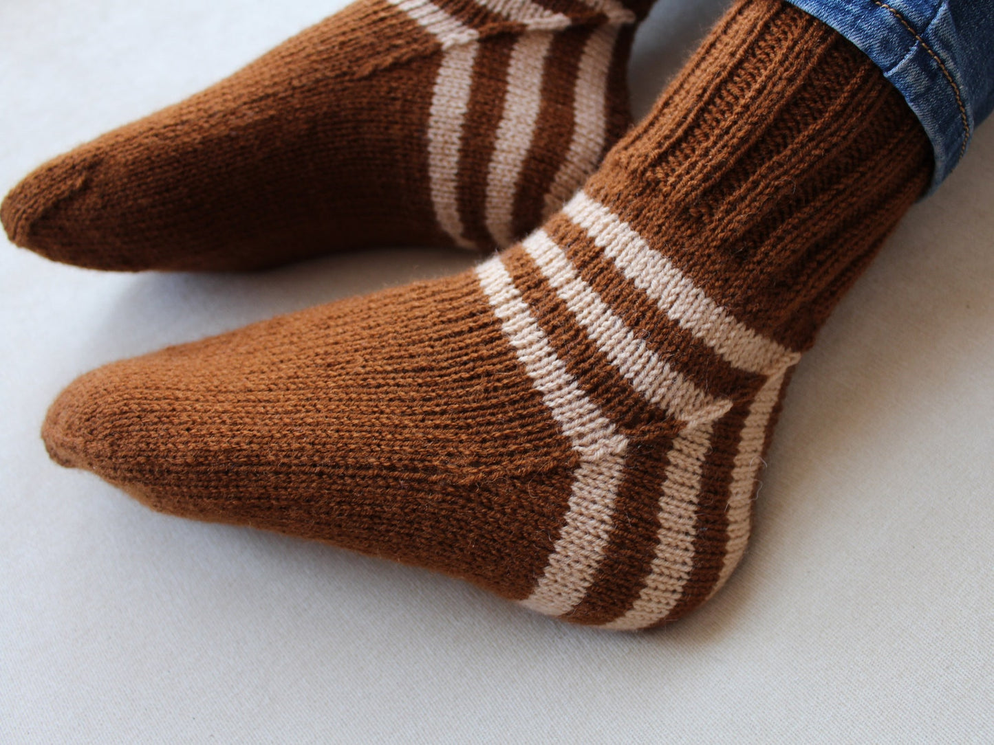 Wide calf socks with stripes