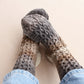 Gradient knitted socks, Wool blend sleeping socks
