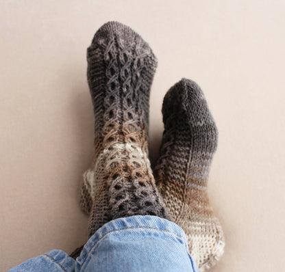 Gradient knitted socks, Wool blend sleeping socks